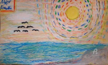Painting titled "Sol radiante en el…" by Axel Frías, Original Artwork, Pastel