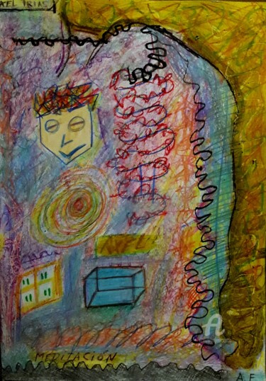 绘画 标题为“Meditación (abstrac…” 由Axel Frías, 原创艺术品, 蜡 安装在玻璃上