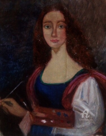 Pittura intitolato "Una pintora renacen…" da Axel Frías, Opera d'arte originale, Olio