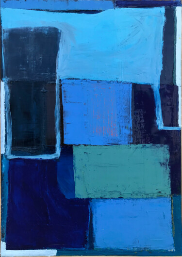 Painting titled "Blues Nr. 5" by Axel Plöger, Original Artwork, Oil Mounted on Wood Stretcher frame