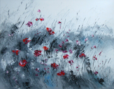 Painting titled "Rêve fleuri" by Axelle Bosler, Original Artwork, Oil Mounted on Wood Stretcher frame