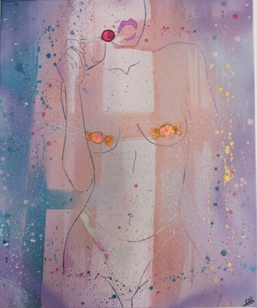 Malarstwo zatytułowany „Friandise” autorstwa Axelle Chardon, Oryginalna praca, Akryl Zamontowany na Drewniana rama noszy