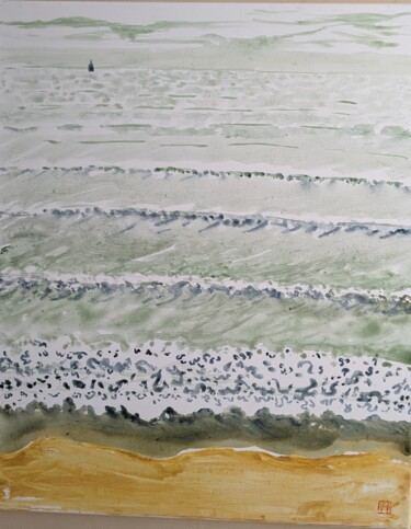 Malerei mit dem Titel "La vague à Bétahon" von Ayako Guerin, Original-Kunstwerk, Acryl Auf Keilrahmen aus Holz montiert