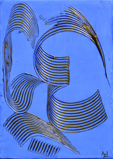 Картина под названием "Essai graphique" - Ayel, Подлинное произведение искусства, Акрил Установлен на Деревянная рама для но…