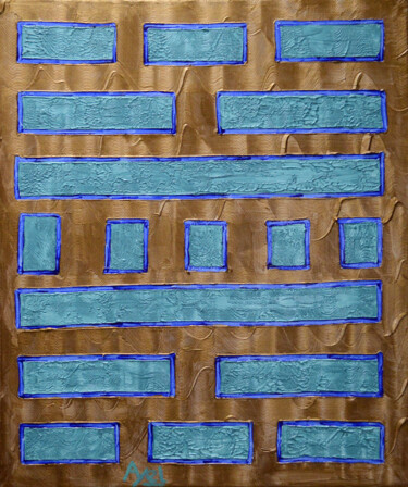 Pittura intitolato "Plaquettes turquoise" da Ayel, Opera d'arte originale, Acrilico Montato su Telaio per barella in legno