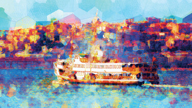 Arts numériques intitulée "Bosphorus, and stea…" par Ayhan Çeli̇K, Œuvre d'art originale, Peinture numérique