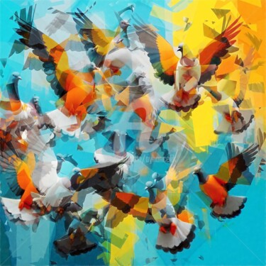 数字艺术 标题为“Pigeons” 由Ayhan Çeli̇K, 原创艺术品, AI生成的图像