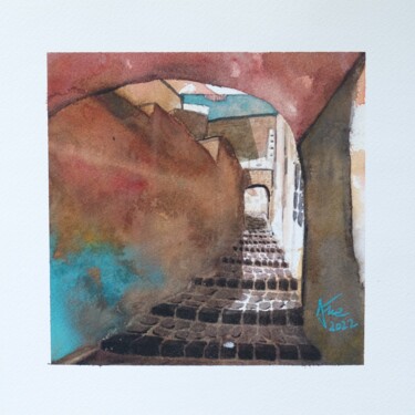 Peinture intitulée "Ruelle" par Ayme, Œuvre d'art originale, Aquarelle