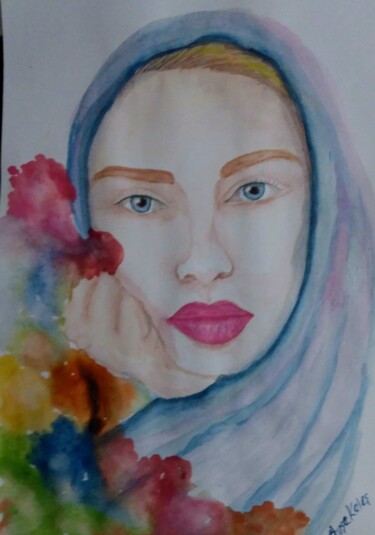 Dessin intitulée "DURU" par Ayşe Keleş, Œuvre d'art originale, Aquarelle