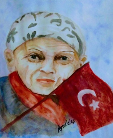 Dibujo titulada "TÜRKAN SAYLAN ANISI…" por Ayşe Keleş, Obra de arte original, Acuarela