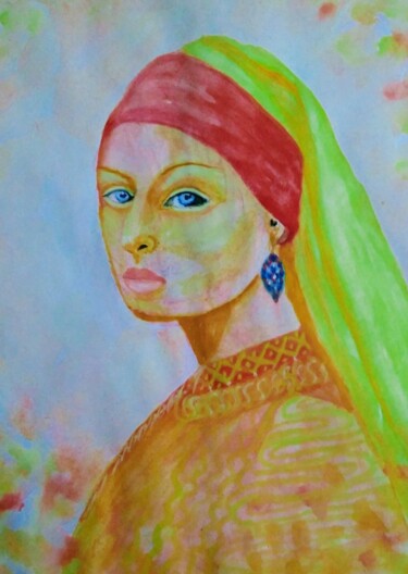 Drawing titled "GÜZEL" by Ayşe Keleş, Original Artwork, Watercolor