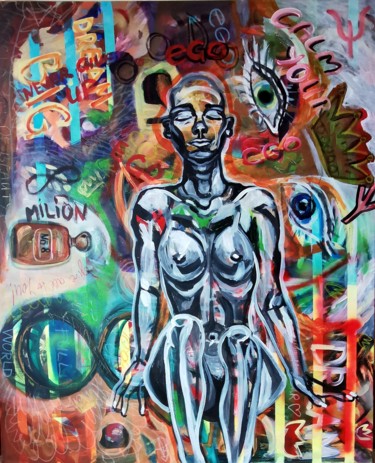 Painting titled "EGO/ WOMAN POWER SE…" by Erika Petunoviene Ayte, Original Artwork, Acrylic