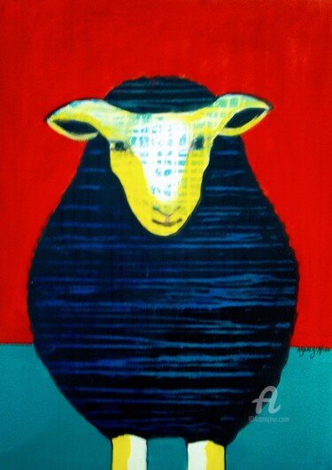 Peinture intitulée "azariz h. l'agneau" par Azariz H, Œuvre d'art originale, Acrylique