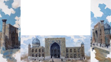 Schilderij getiteld "Tryptich "Registan…" door Azat Myradov, Origineel Kunstwerk, Olie