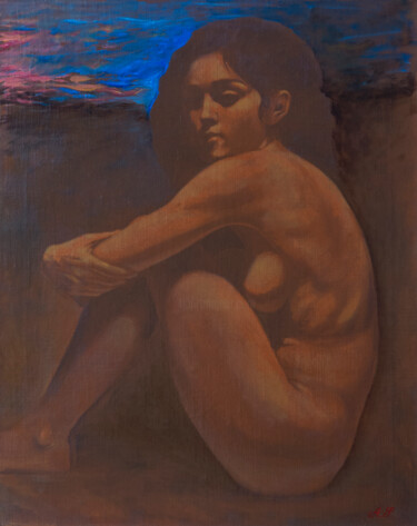 Peinture intitulée "Jeune femme nue ave…" par Azat Pogosian, Œuvre d'art originale, Huile