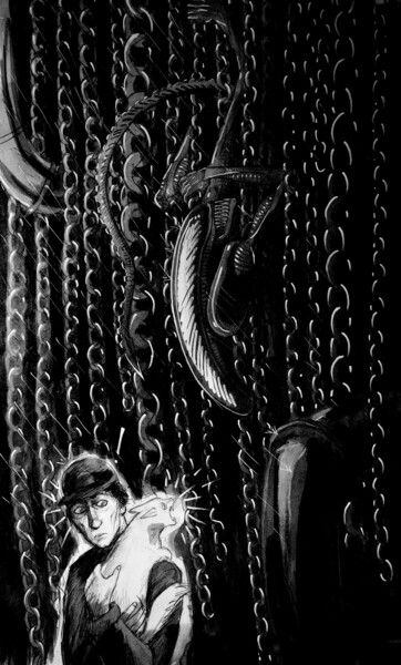 Dessin intitulée "chains 3" par Azathoth, Œuvre d'art originale, Crayon