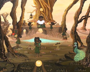 Картина под названием "Sous les yeux de La…" - Aziza Siankam, Подлинное произведение искусства, Акрил