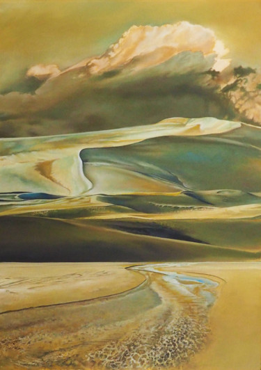 Pintura intitulada "La rivière nomade.(…" por B. Alexis, Obras de arte originais, Óleo