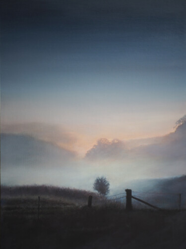 Painting titled "Brume sur le Méjean…" by B. Alexis, Original Artwork, Oil