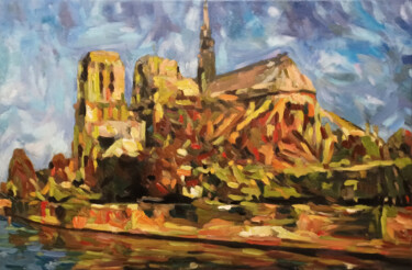 Peinture intitulée "Notre Dame" par B Fischer, Œuvre d'art originale, Huile