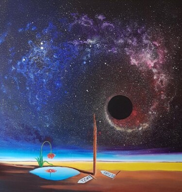 Ζωγραφική με τίτλο "Black hole, a place…" από Dr B Kandar, Αυθεντικά έργα τέχνης, Ακρυλικό