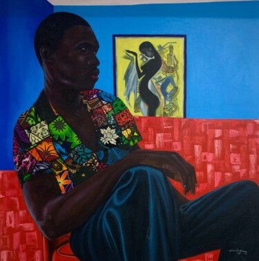 Pittura intitolato "WETIN MAN GO DO 1" da Babatunde Bakare, Opera d'arte originale, Olio