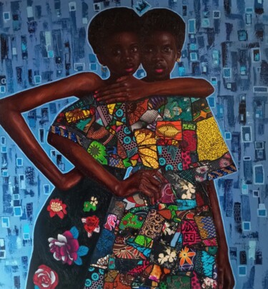 Malarstwo zatytułowany „Ibeji Eda (Fraterna…” autorstwa Babatunde Bakare, Oryginalna praca, Olej