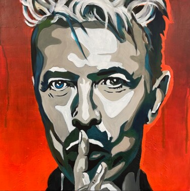 Painting titled "BOWIE" by Babeth Puech, Original Artwork, Acrylic Mounted on Wood Stretcher frame