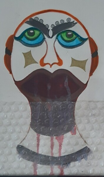 Disegno intitolato "My big bloody Lips" da Babette Van Emmerik, Opera d'arte originale, Pennarello