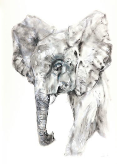 Σχέδιο με τίτλο "baby elephant" από Babett Landsberger, Αυθεντικά έργα τέχνης, Παστέλ