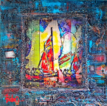 Painting titled "Lanmè Yôl 1" by Baboo Meliboo, Original Artwork, Digital Collage Mounted on Wood Stretcher frame