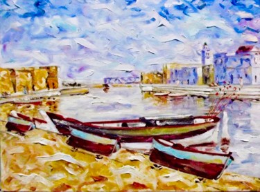 Pittura intitolato "Le vieux port de bi…" da Bacher Sfaxi, Opera d'arte originale, Olio