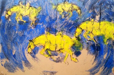 Painting titled "chevaux-suspendus-9…" by Bachir Laib, Original Artwork, Ink