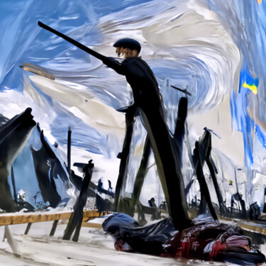 Digitale Kunst mit dem Titel "Battle scene" von Bachir Reddioui, Original-Kunstwerk, Digitale Malerei