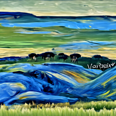 Digital Arts titled "The African savanna" by Bachir Reddioui, Original Artwork, Digital Painting