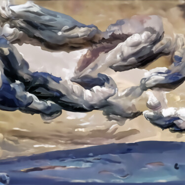 Digital Arts titled "View of the beach" by Bachir Reddioui, Original Artwork, Digital Painting