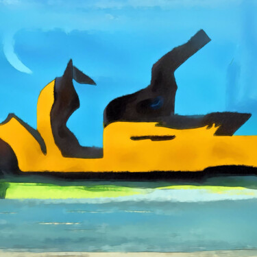 Digital Arts titled "Abstract seascape v…" by Bachir Reddioui, Original Artwork, Digital Painting