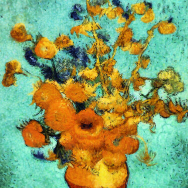 Digital Arts titled "Sunflowers facts" by Bachir Reddioui, Original Artwork, Digital Painting