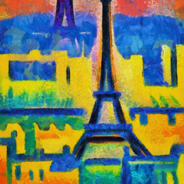 Цифровое искусство под названием "The Paris Eiffel to…" - Bachir Reddioui, Подлинное произведение искусства, Цифровая живопи…