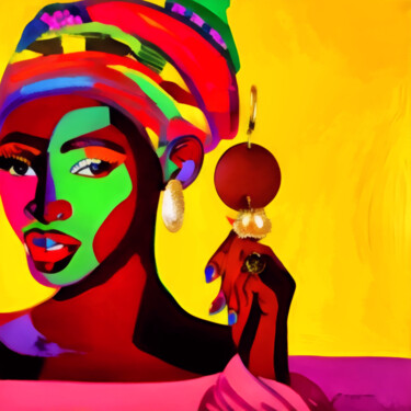 Digital Arts titled "Woman in fantasy ea…" by Bachir Reddioui, Original Artwork, Digital Painting