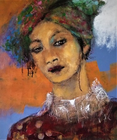 Painting titled "regard-de-femme-71.…" by Badia, Original Artwork, Acrylic