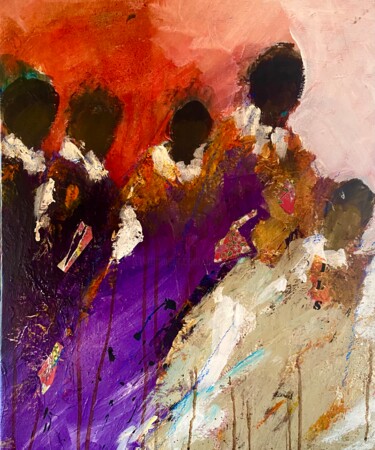 Painting titled "Foule 2" by Badia, Original Artwork, Acrylic