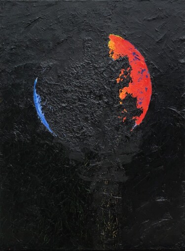 Painting titled "Fold Exoplanet" by Bahram Berj Kafai, Original Artwork, Oil Mounted on Wood Stretcher frame