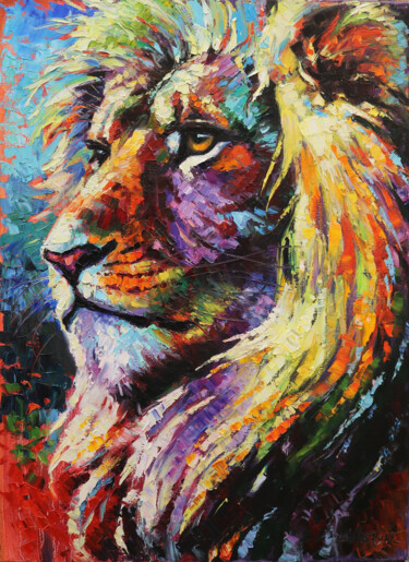 Painting titled "Lion II" by Baiba Limane, Original Artwork, Oil