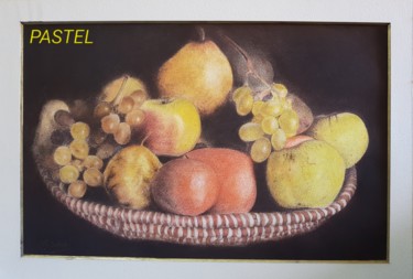 Рисунок под названием "panier de fruits" - Aziz Bakoki, Подлинное произведение искусства, Пастель