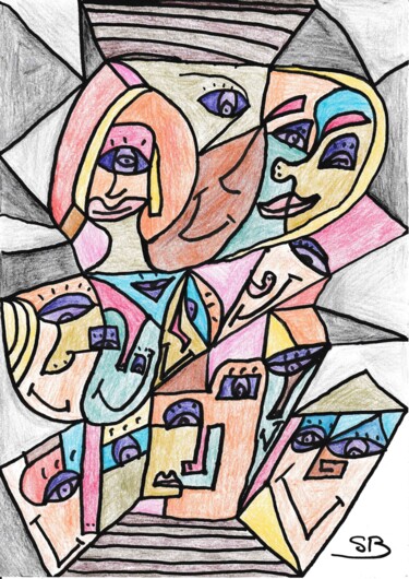 Dessin intitulée "composition colorée" par Balavoine Sophie, Œuvre d'art originale, Pastel