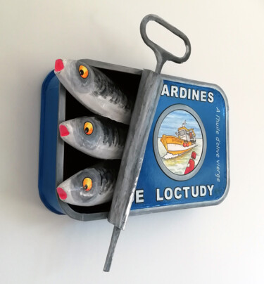 Escultura titulada "Sardines de Loctudy…" por Philippe Balayn, Obra de arte original, Papel maché