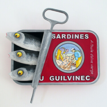 Skulptur mit dem Titel "Sardines du Guilvin…" von Philippe Balayn, Original-Kunstwerk, Papier maché