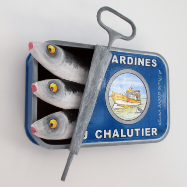 Sculptuur getiteld "Sardines du Chaluti…" door Philippe Balayn, Origineel Kunstwerk, Papier maché