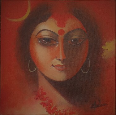Painting titled "DURGA" by Chandrani Banerjee, Original Artwork, Acrylic